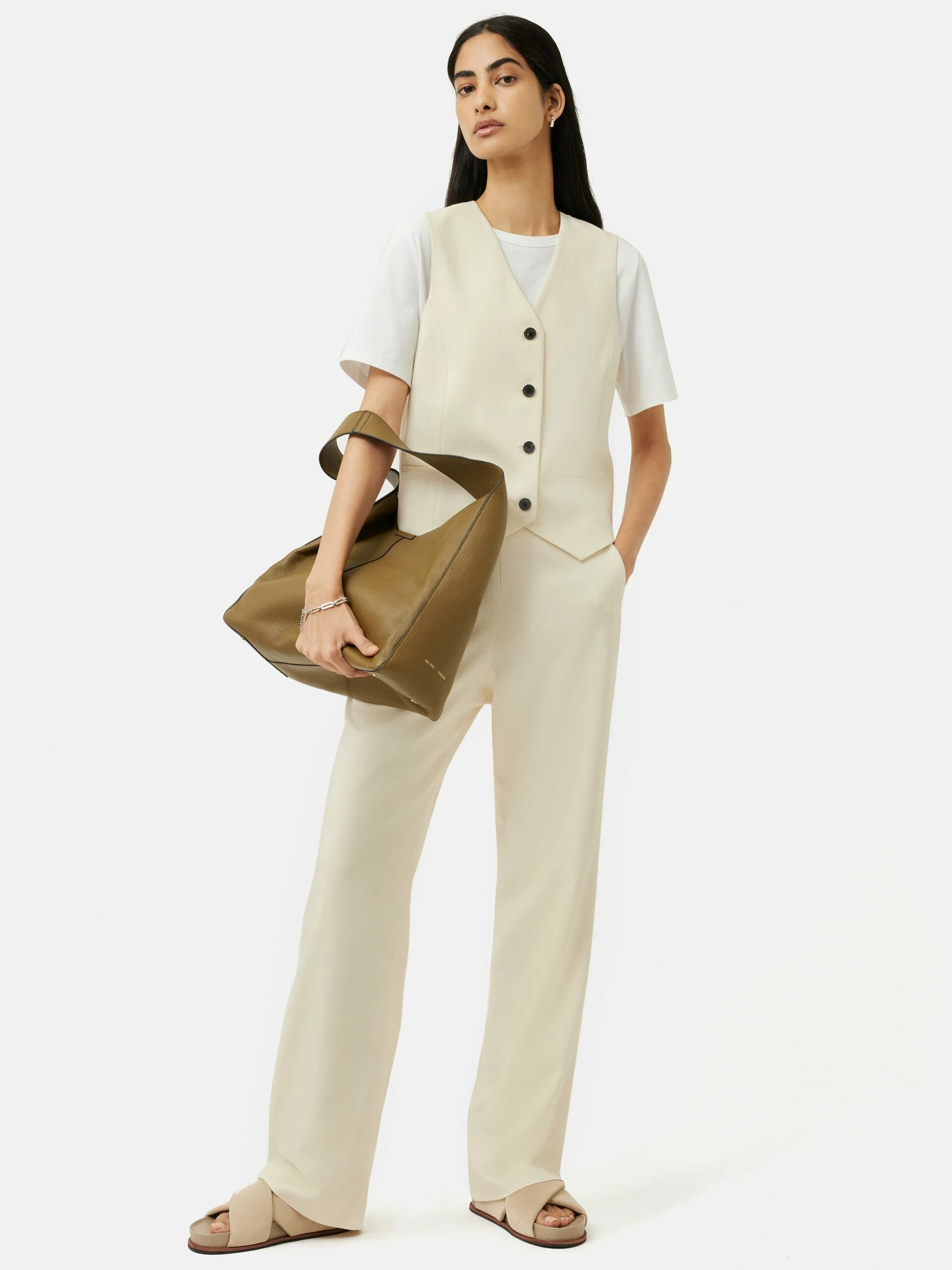 Hopsack Tailored Waistcoat | Cream 5 Hopsack Tailored Waistcoat | Cream - Image 5