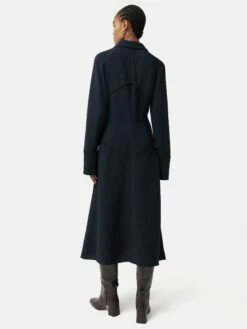 Textured Midi Shirt Dress | Navy 14 Textured Midi Shirt Dress | Navy -Jigsaw Shop J46385 BL010 5