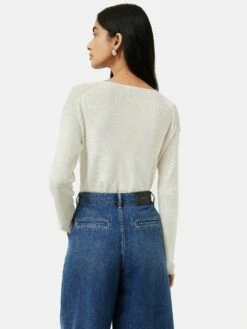 Linen Cotton V Neck Jumper | Ivory 9 Linen Cotton V Neck Jumper | Ivory -Jigsaw Shop J46401 CR018 5