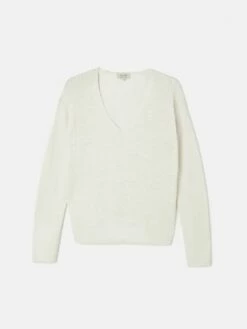Linen Cotton V Neck Jumper | Ivory 11 Linen Cotton V Neck Jumper | Ivory -Jigsaw Shop J46401 CR018 STILL 1