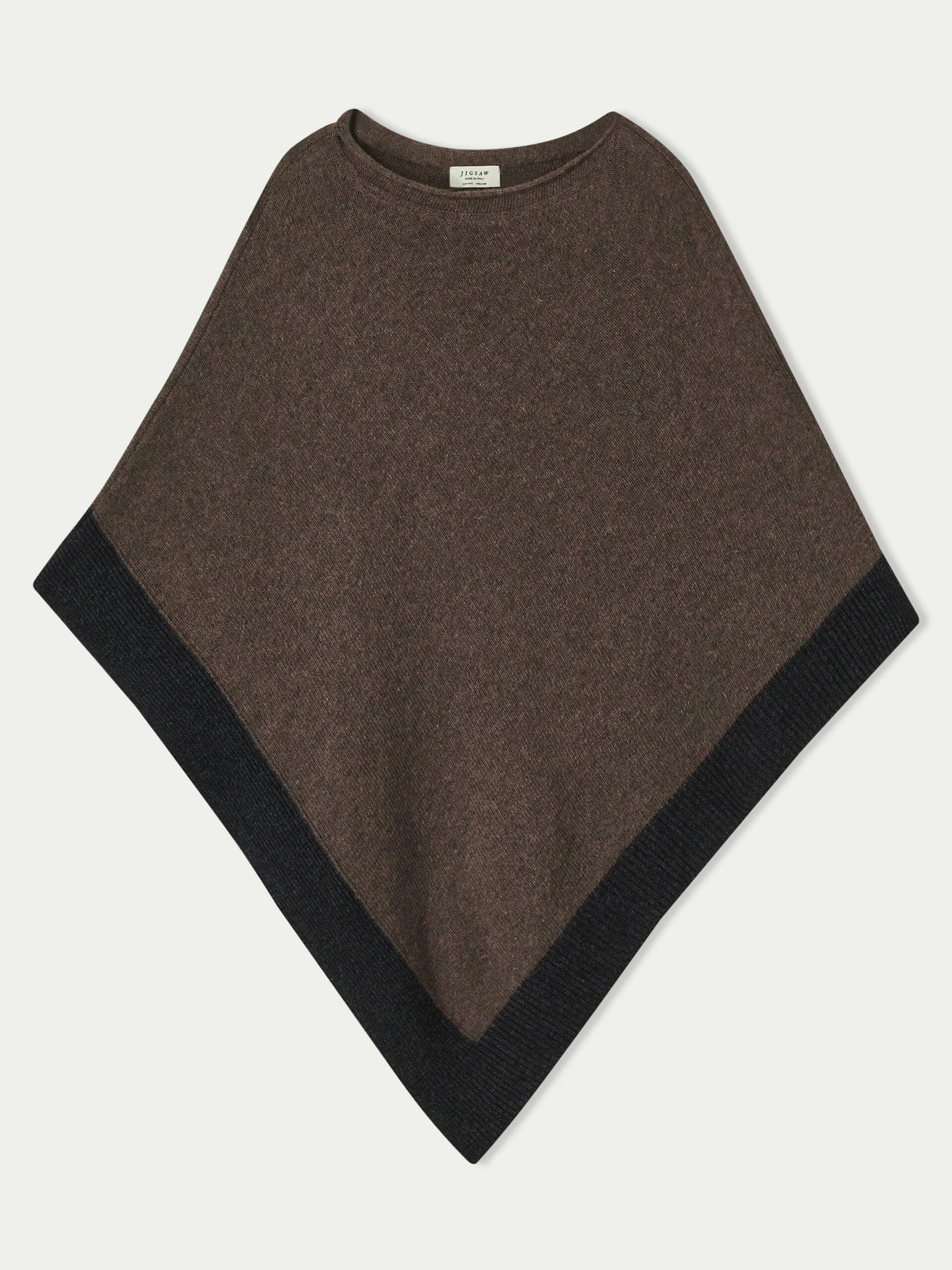 Wool Cashmere Border Poncho | Brown 5 Wool Cashmere Border Poncho | Brown - Image 5