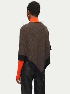 Wool Cashmere Border Poncho | Brown 8 Wool Cashmere Border Poncho | Brown -Jigsaw Shop J46445 BR000 4