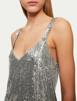 Sequin Cami | Pewter -Jigsaw Shop J46489 GN011 2