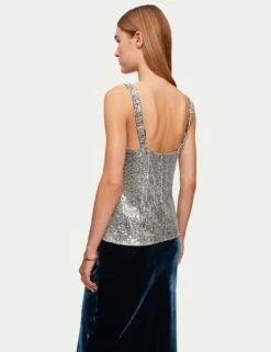 Sequin Cami | Pewter -Jigsaw Shop J46489 GN011 6