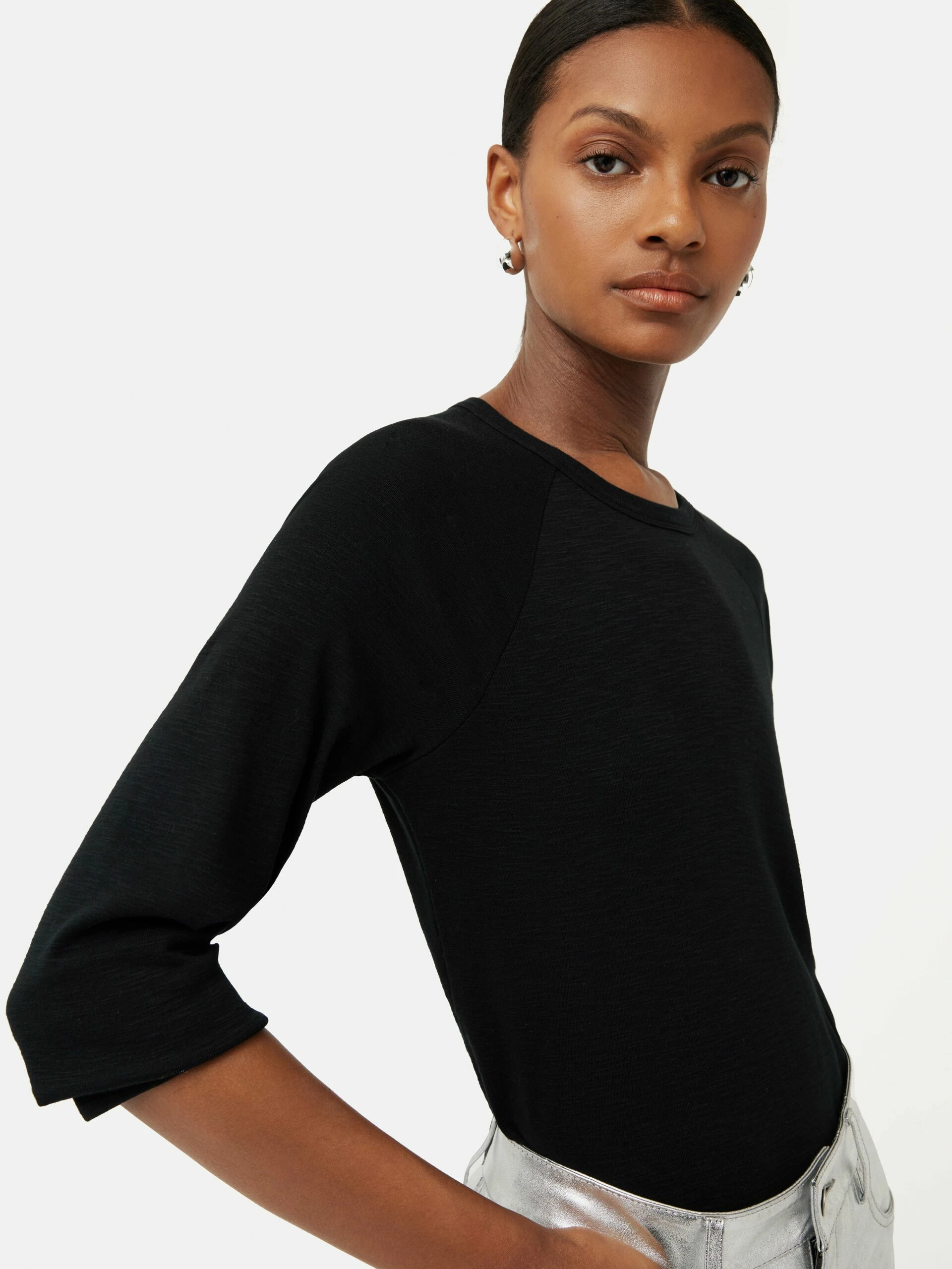 Cotton Luxe Raglan Tee | Black 2 Cotton Luxe Raglan Tee | Black - Image 2