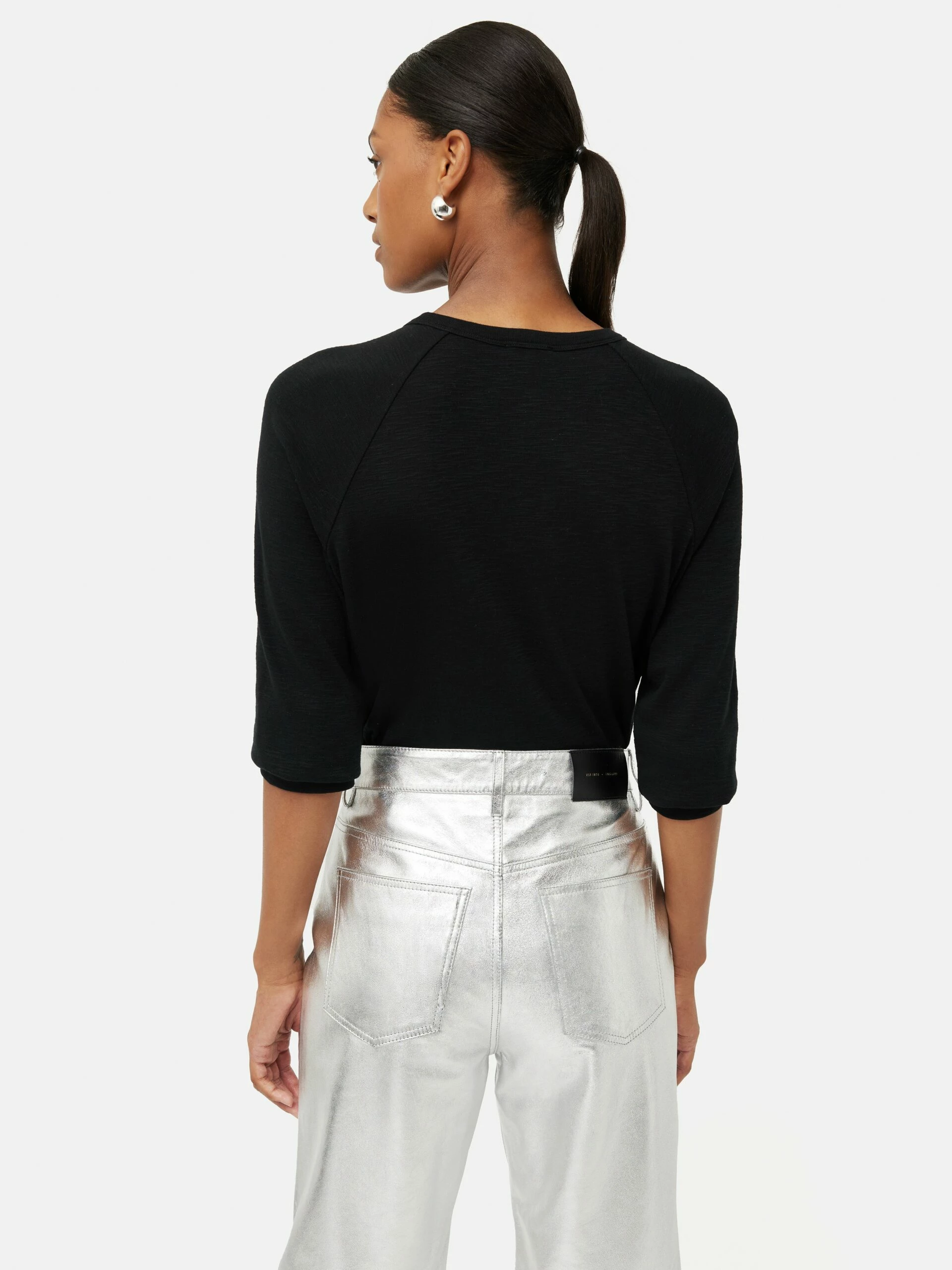 Cotton Luxe Raglan Tee | Black 5 Cotton Luxe Raglan Tee | Black - Image 5