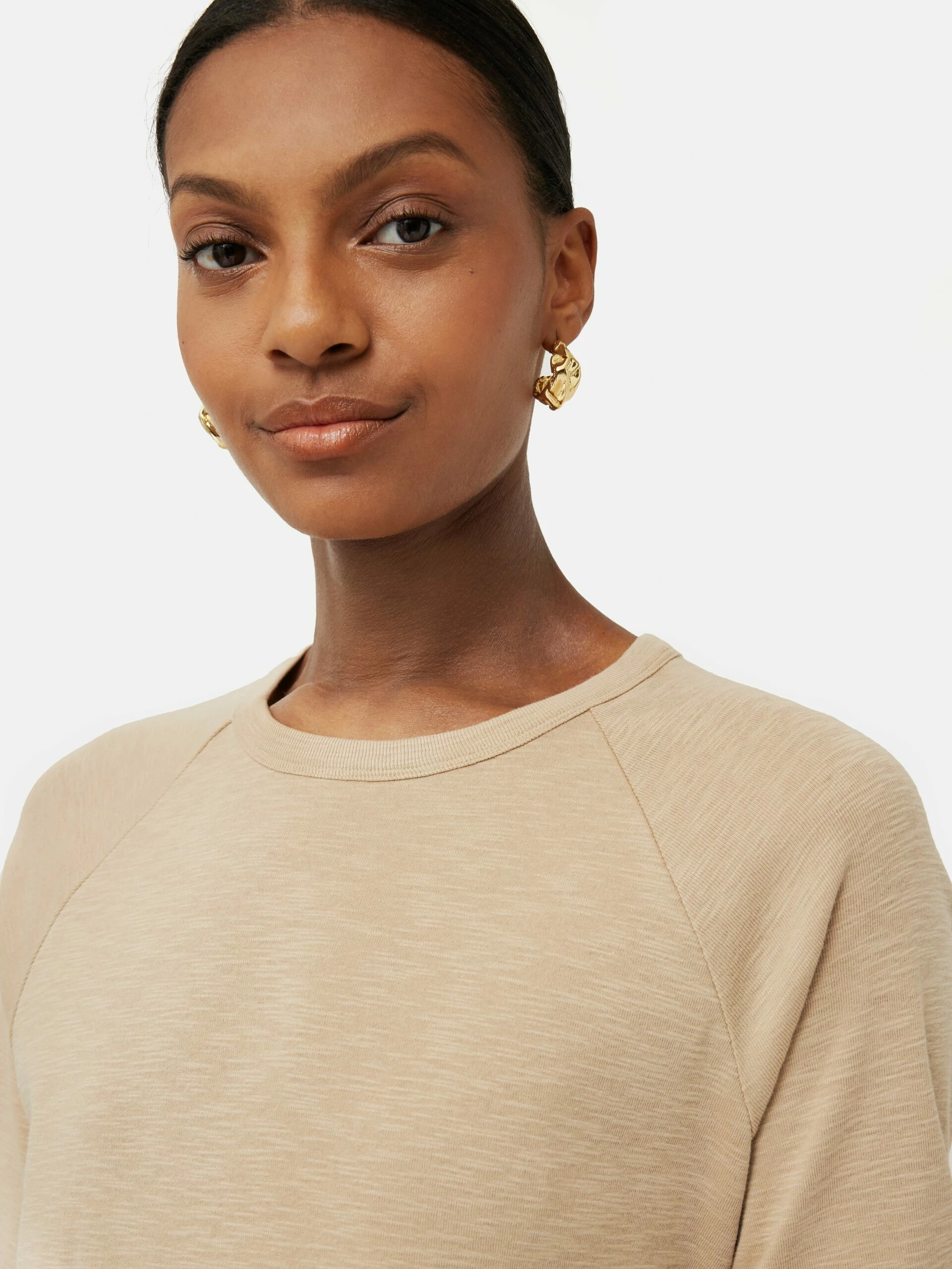 Cotton Luxe Raglan Tee | Beige 3 Cotton Luxe Raglan Tee | Beige - Image 3