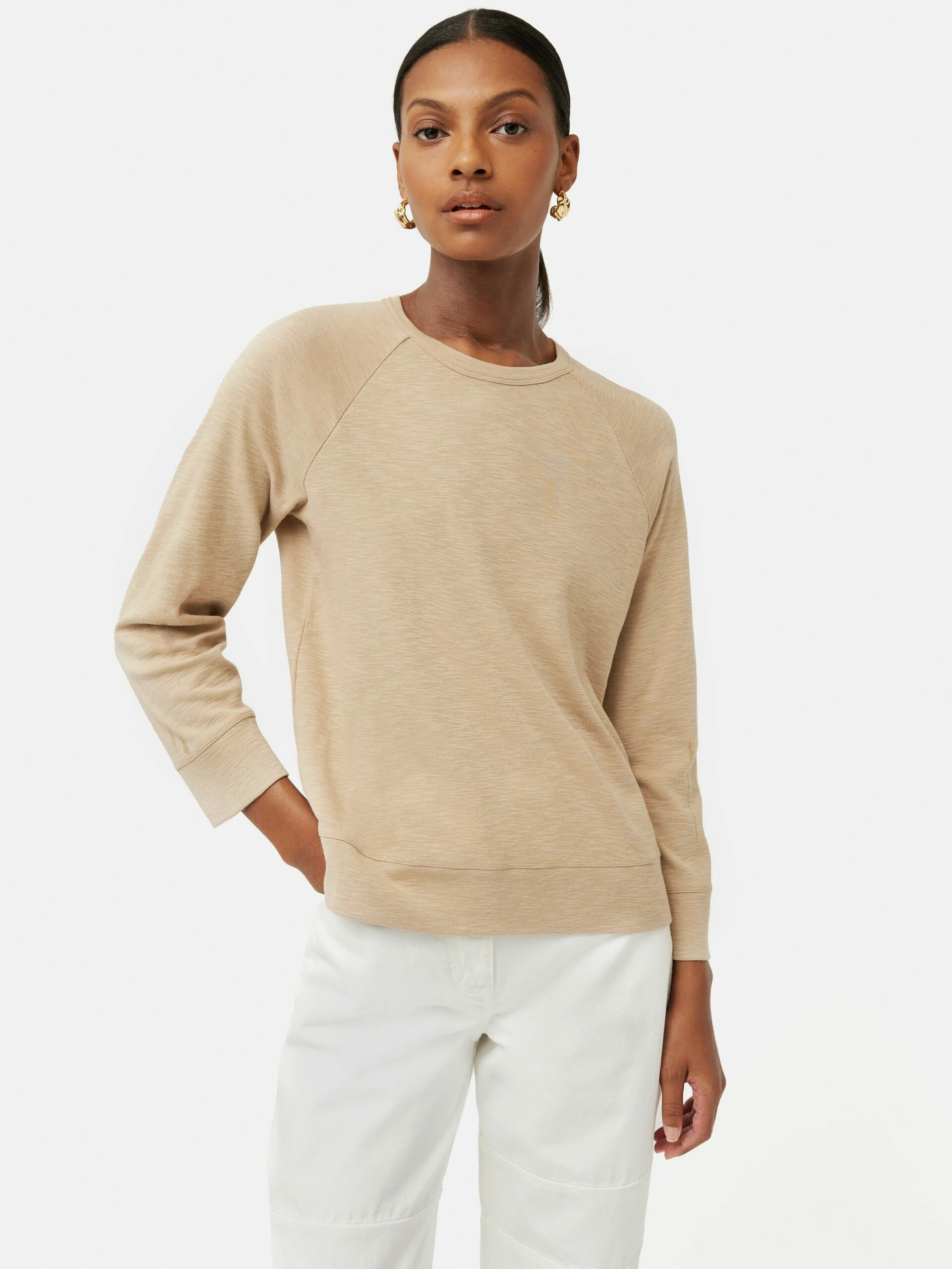 Cotton Luxe Raglan Tee | Beige 4 Cotton Luxe Raglan Tee | Beige - Image 4
