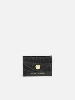 Mille Croc Leather Card Holder | Black