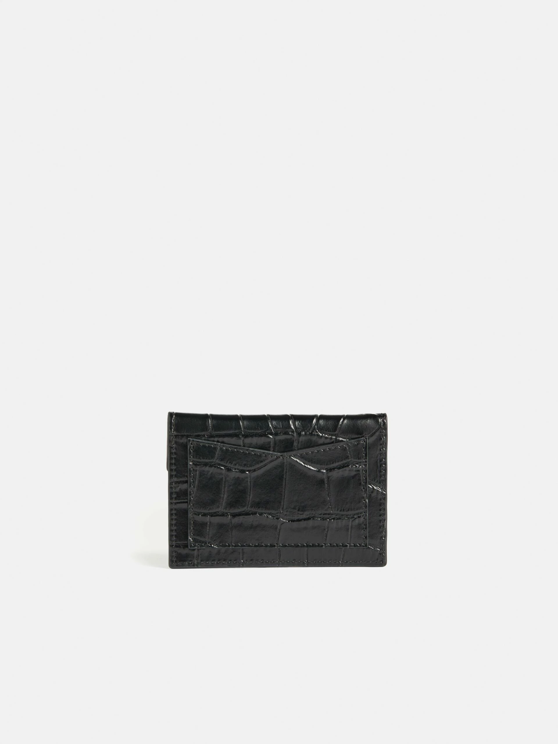Mille Croc Leather Card Holder | Black 3 Mille Croc Leather Card Holder | Black - Image 3