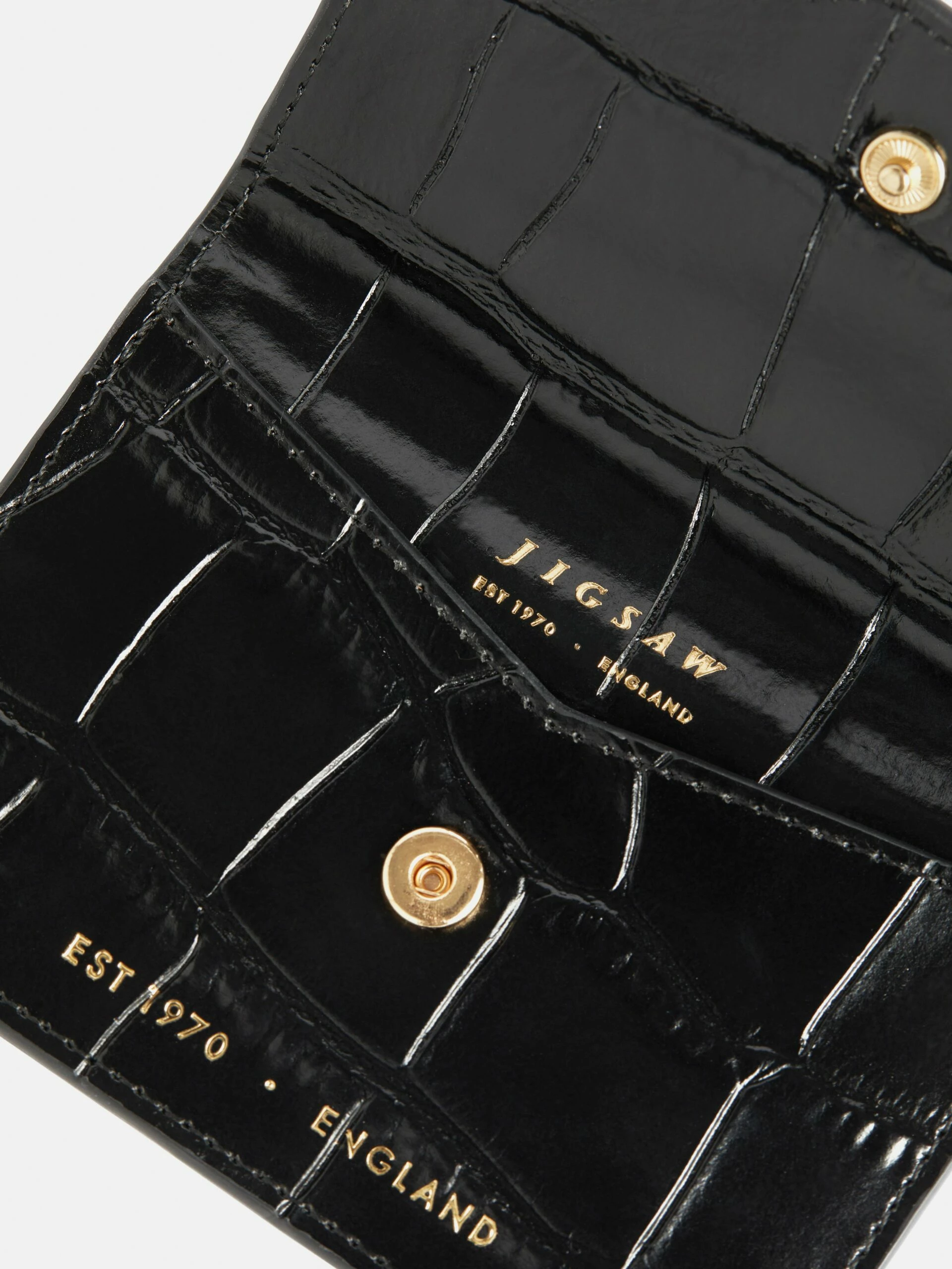 Mille Croc Leather Card Holder | Black 2 Mille Croc Leather Card Holder | Black - Image 2