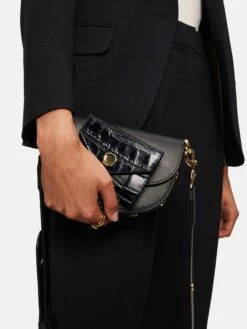 Mille Croc Leather Card Holder | Black 9 Mille Croc Leather Card Holder | Black -Jigsaw Shop J46579 BK000 5