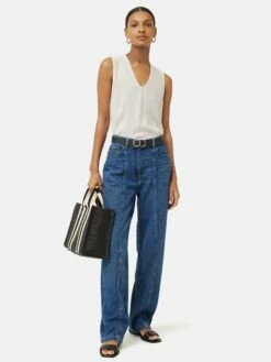 Josie Silk Vest | Ivory -Jigsaw Shop J46602 CR018 2