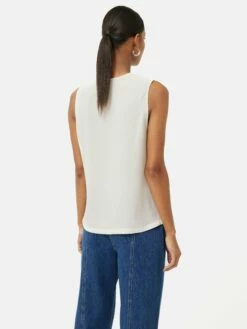 Josie Silk Vest | Ivory -Jigsaw Shop J46602 CR018 5