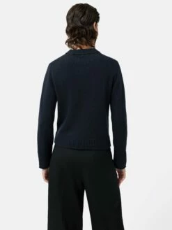 Compact Wool Cashmere Blend Jumper | Navy -Jigsaw Shop J46617 BL010 5