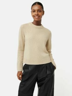 Compact Wool Cashmere Blend Jumper | Cream