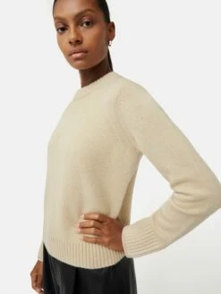 Compact Wool Cashmere Blend Jumper | Cream -Jigsaw Shop J46617 CR000 4