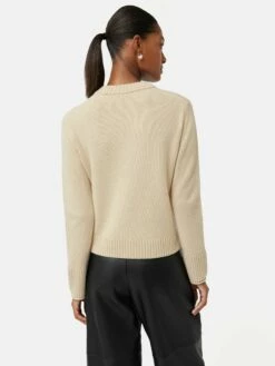 Compact Wool Cashmere Blend Jumper | Cream -Jigsaw Shop J46617 CR000 5