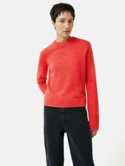 Compact Wool Cashmere Blend Jumper | Coral -Jigsaw Shop J46617 OR007 8