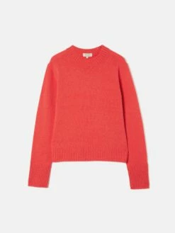 Compact Wool Cashmere Blend Jumper | Coral -Jigsaw Shop J46617 OR007 STILL