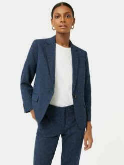 Portofino Brook Check Jacket | Navy -Jigsaw Shop J46677 BL010 3