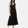 Jersey Silk Front Twist Dress | Black