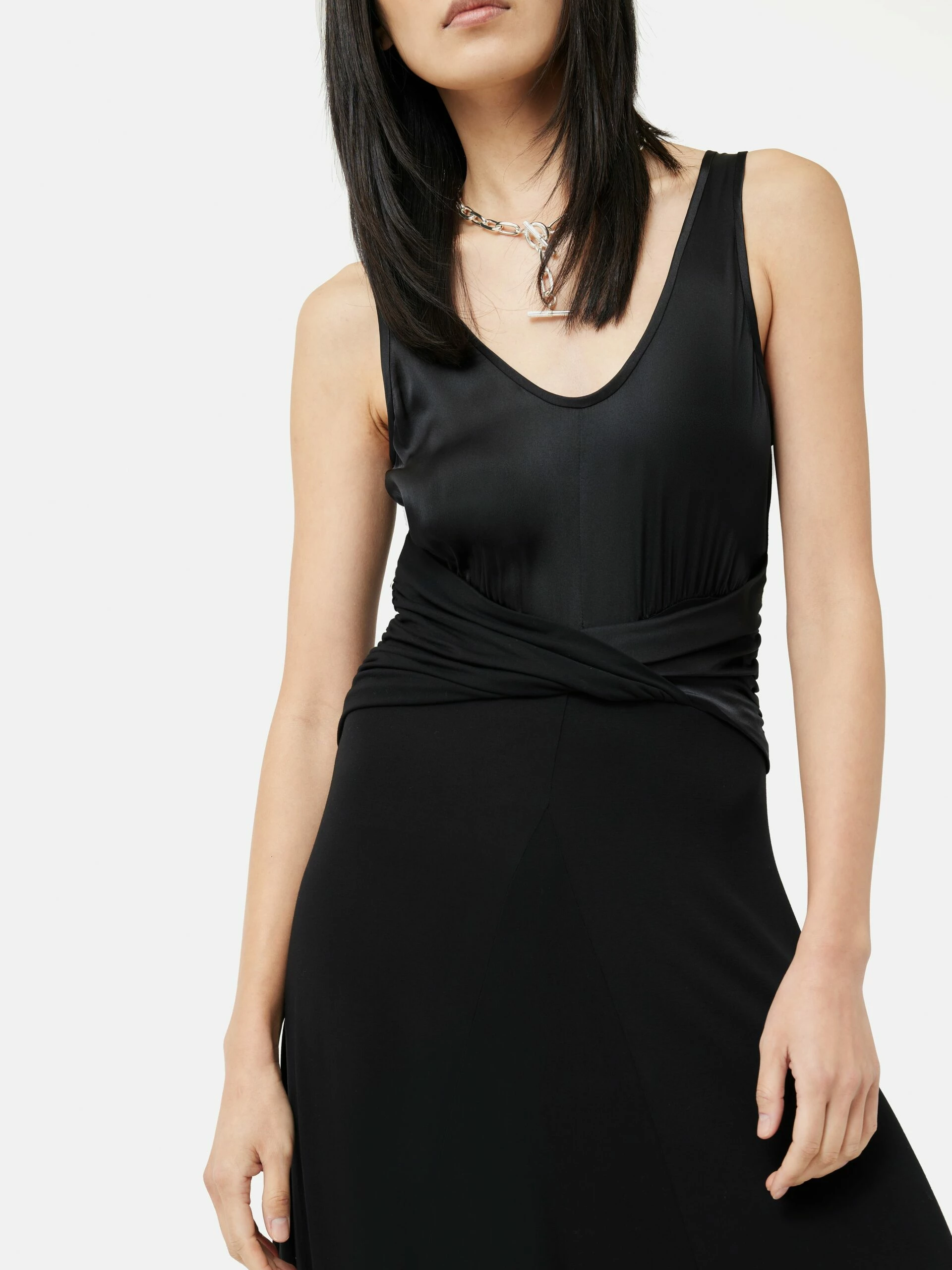 Jersey Silk Front Twist Dress | Black 4 Jersey Silk Front Twist Dress | Black - Image 4