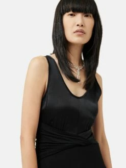 Jersey Silk Front Twist Dress | Black 14 Jersey Silk Front Twist Dress | Black -Jigsaw Shop J46734 BK000 8