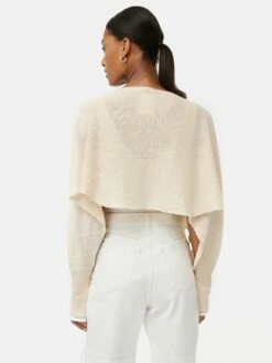 Pure Linen Poncho Sweater | Ivory -Jigsaw Shop J46749 CR018 5