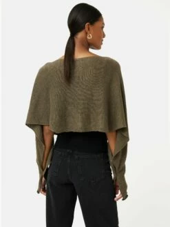 Pure Linen Poncho Sweater | Khaki -Jigsaw Shop J46749 GN020 5