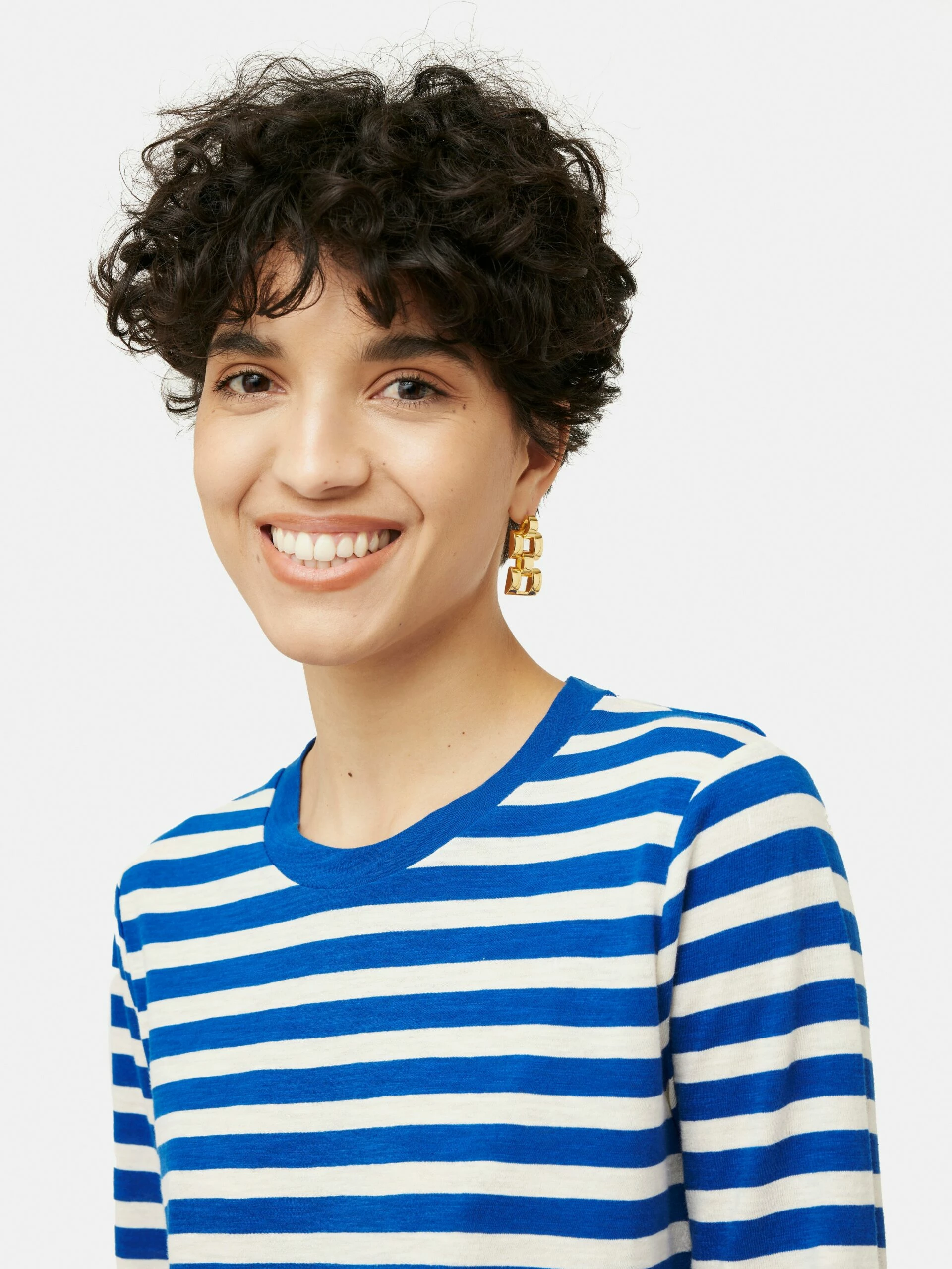 Cotton Slub Stripe Long Sleeve Tee | Blue 3 Cotton Slub Stripe Long Sleeve Tee | Blue - Image 3