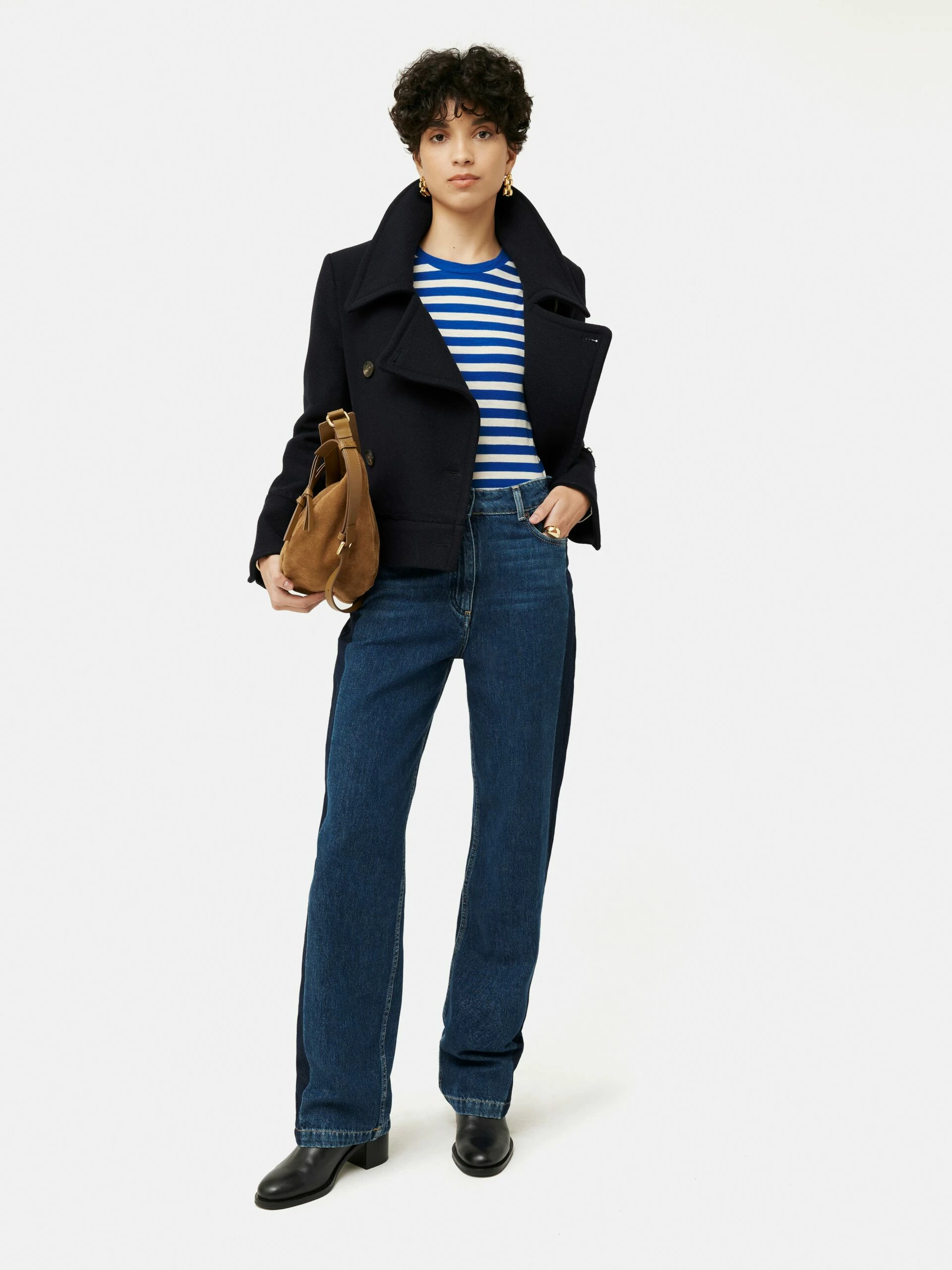 Cotton Slub Stripe Long Sleeve Tee | Blue 4 Cotton Slub Stripe Long Sleeve Tee | Blue - Image 4