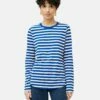 Cotton Slub Stripe Long Sleeve Tee | Blue