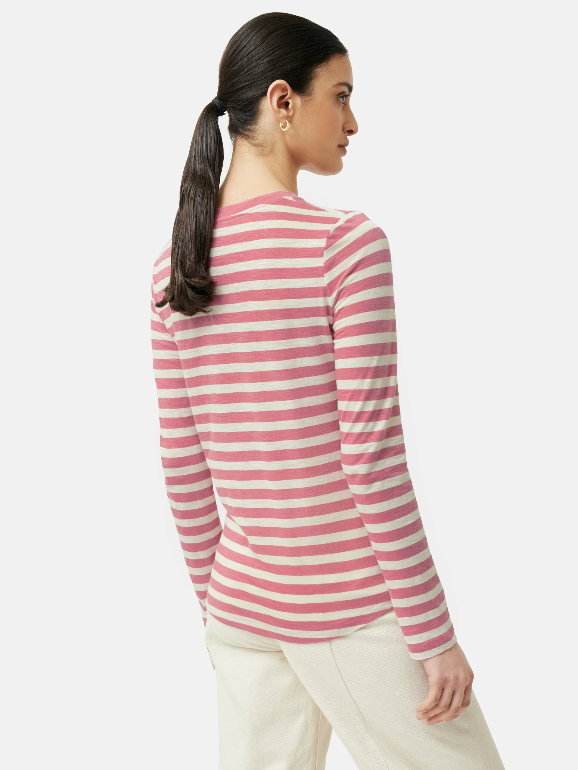 Cotton Slub Stripe Long Sleeve Tee | Pink 5 Cotton Slub Stripe Long Sleeve Tee | Pink - Image 5
