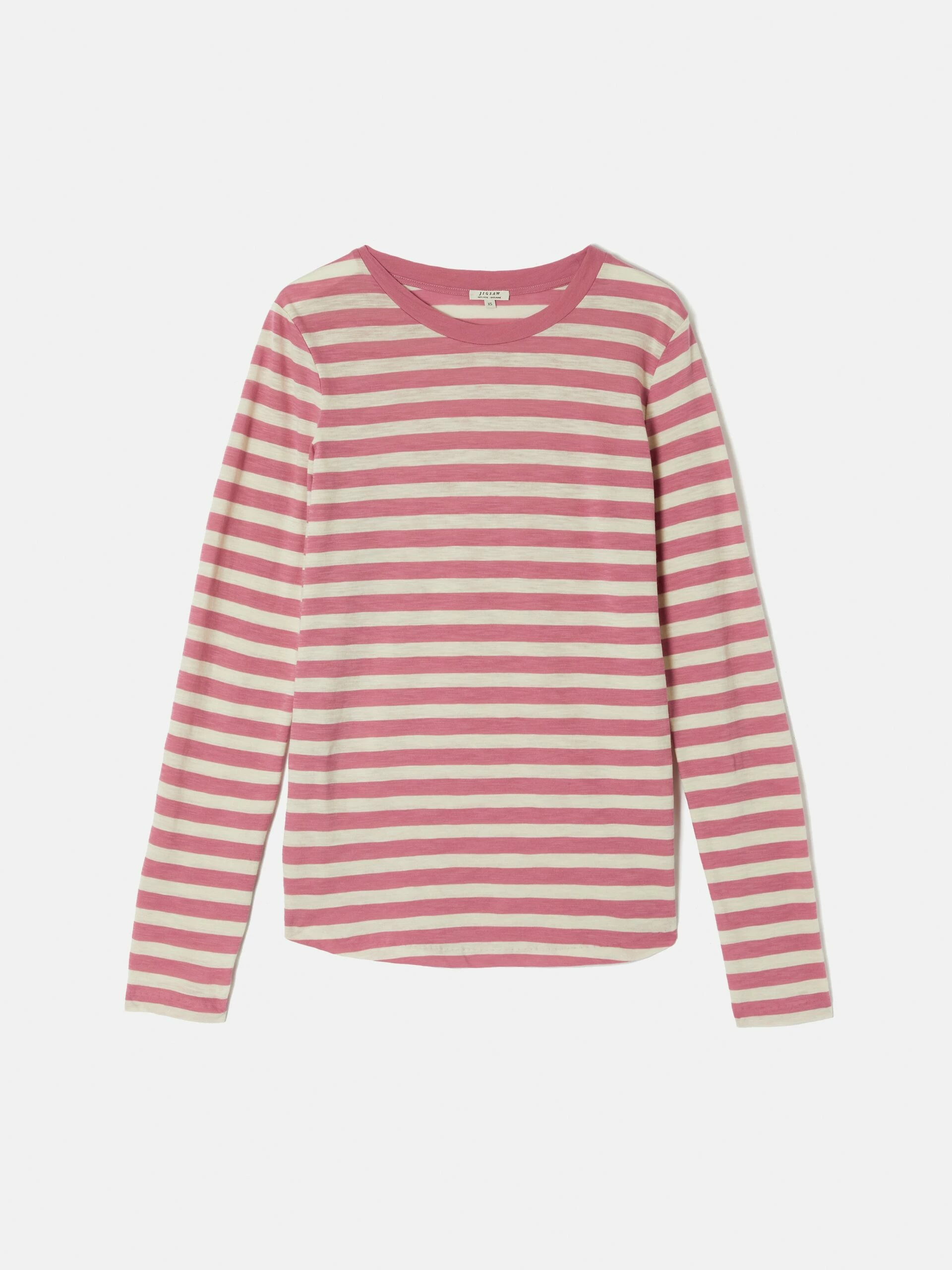 Cotton Slub Stripe Long Sleeve Tee | Pink 7 Cotton Slub Stripe Long Sleeve Tee | Pink - Image 7