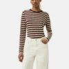 Cotton Slub Stripe Long Sleeve Tee | Burgundy