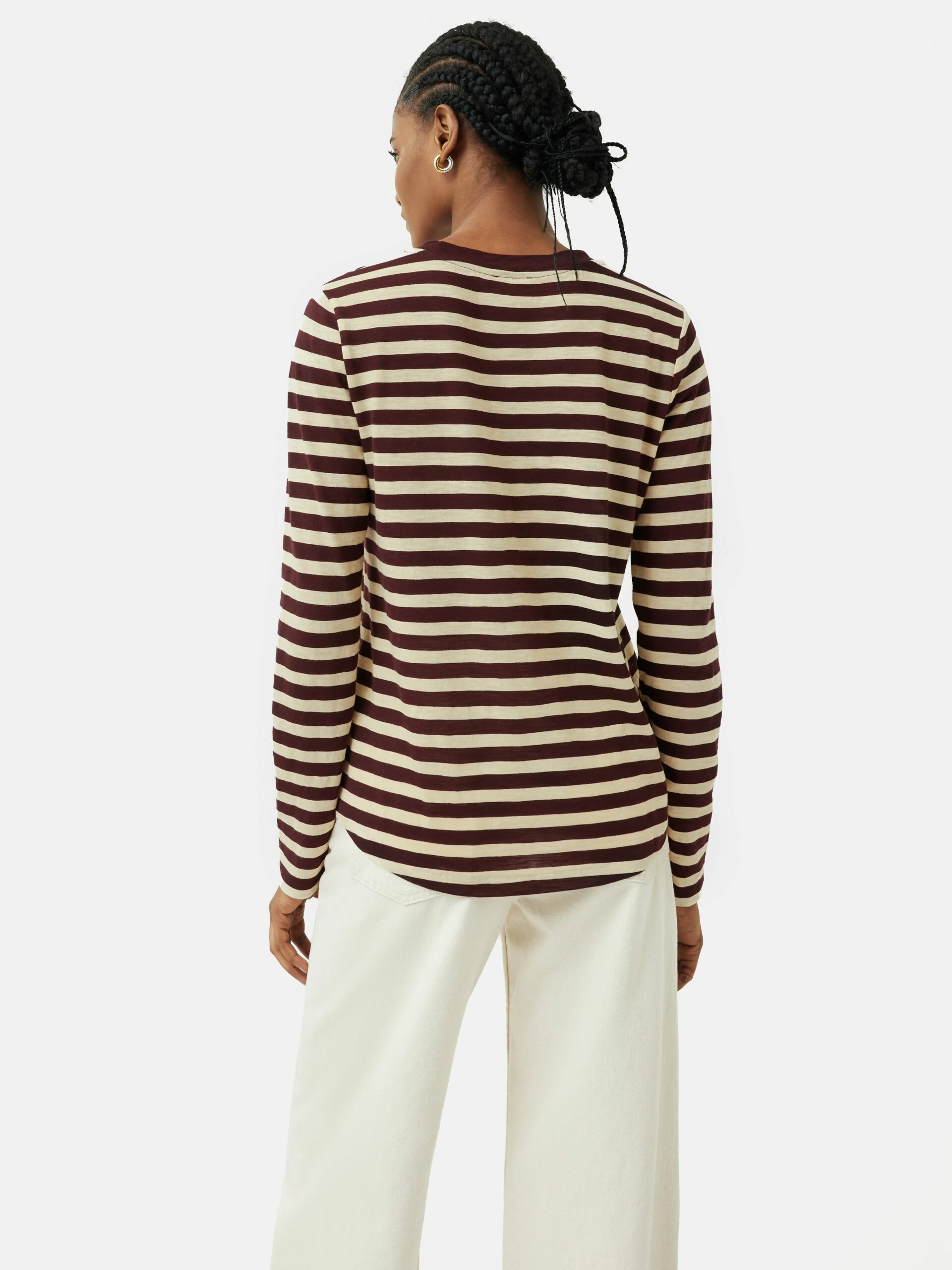 Cotton Slub Stripe Long Sleeve Tee | Burgundy 5 Cotton Slub Stripe Long Sleeve Tee | Burgundy - Image 5