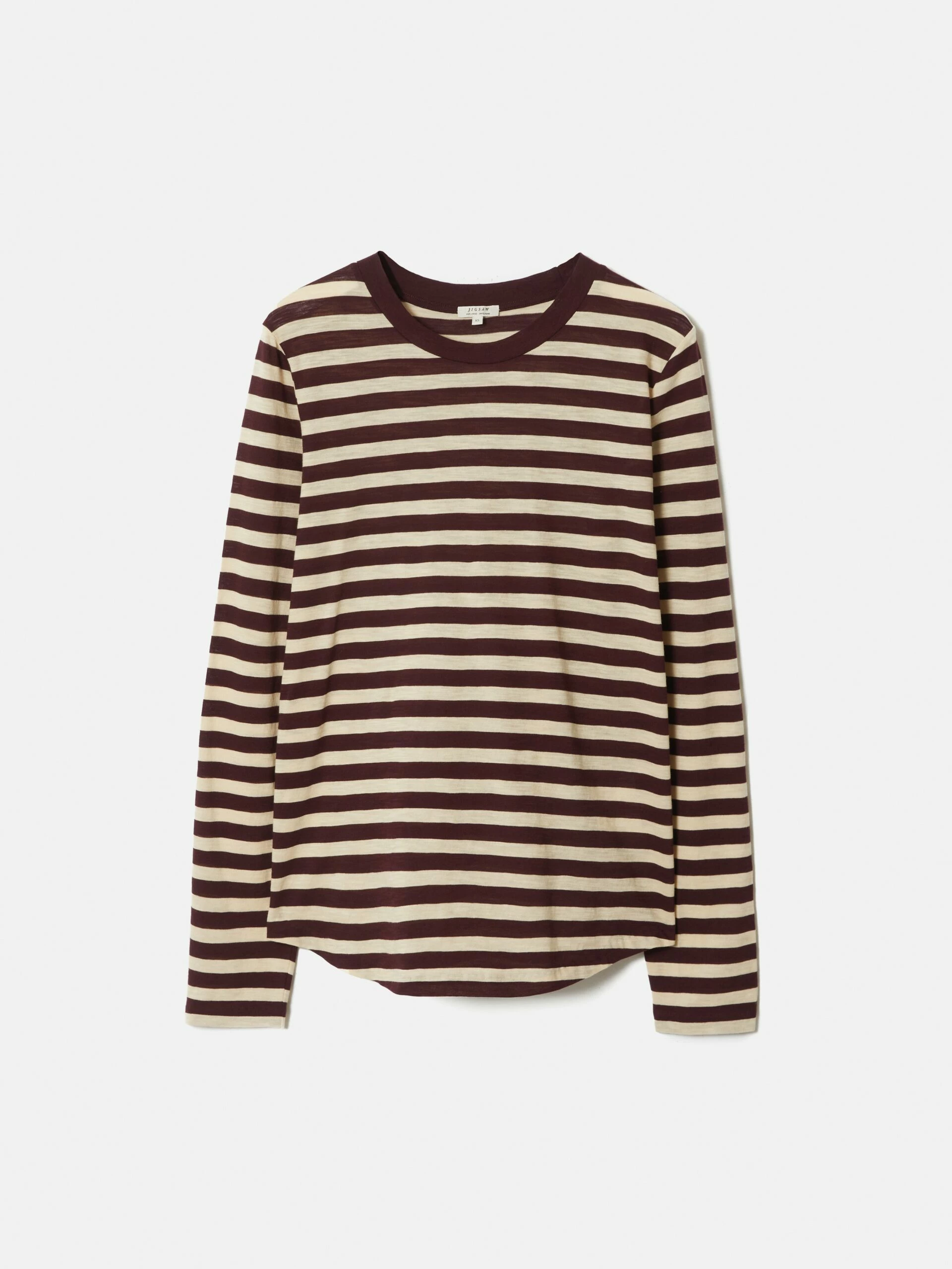 Cotton Slub Stripe Long Sleeve Tee | Burgundy 6 Cotton Slub Stripe Long Sleeve Tee | Burgundy - Image 6
