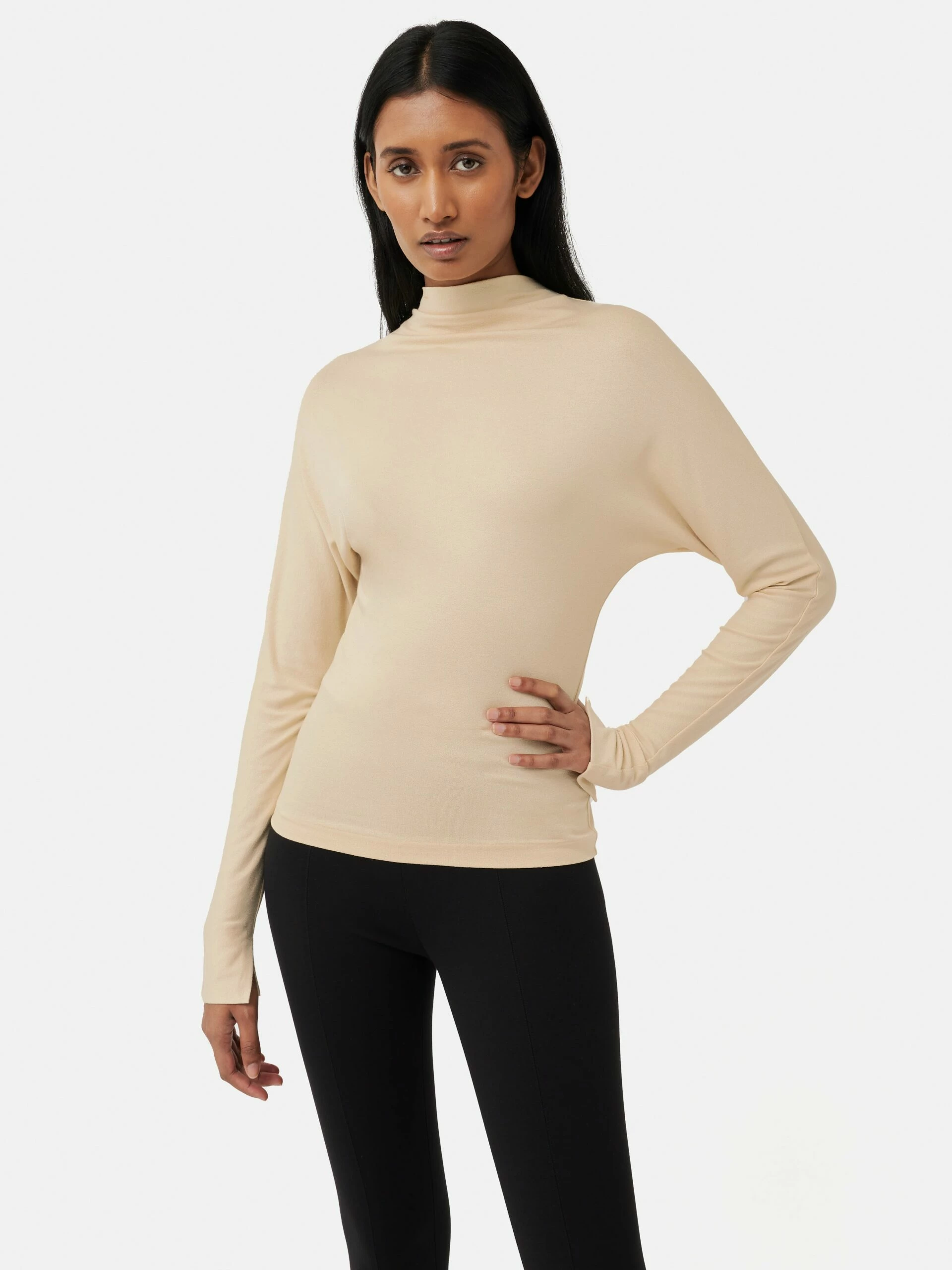 Batwing Cowl Neck Top | Beige 1 Batwing Cowl Neck Top | Beige