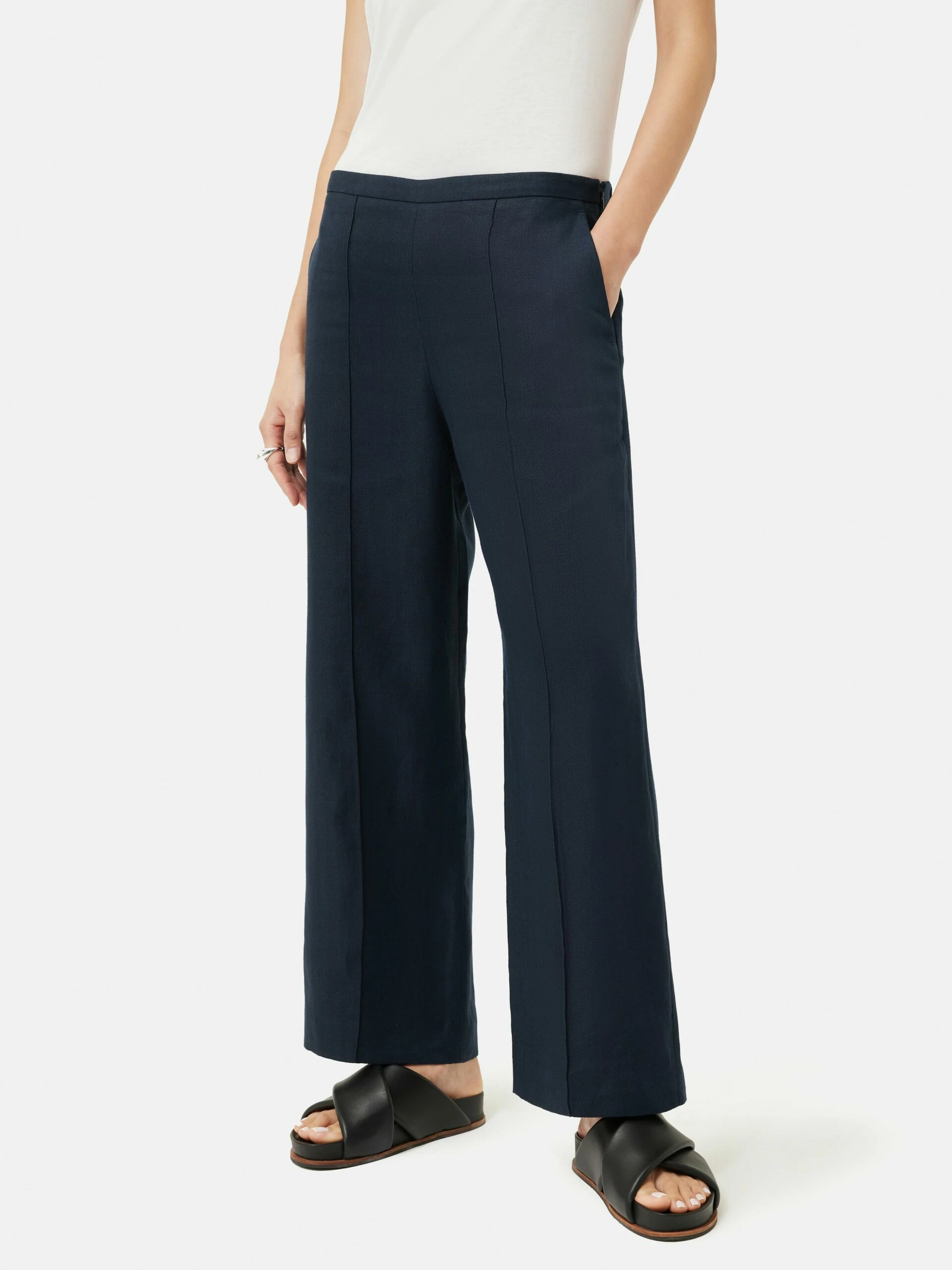 Linen Herringbone Palazzo | Navy 1 Linen Herringbone Palazzo | Navy