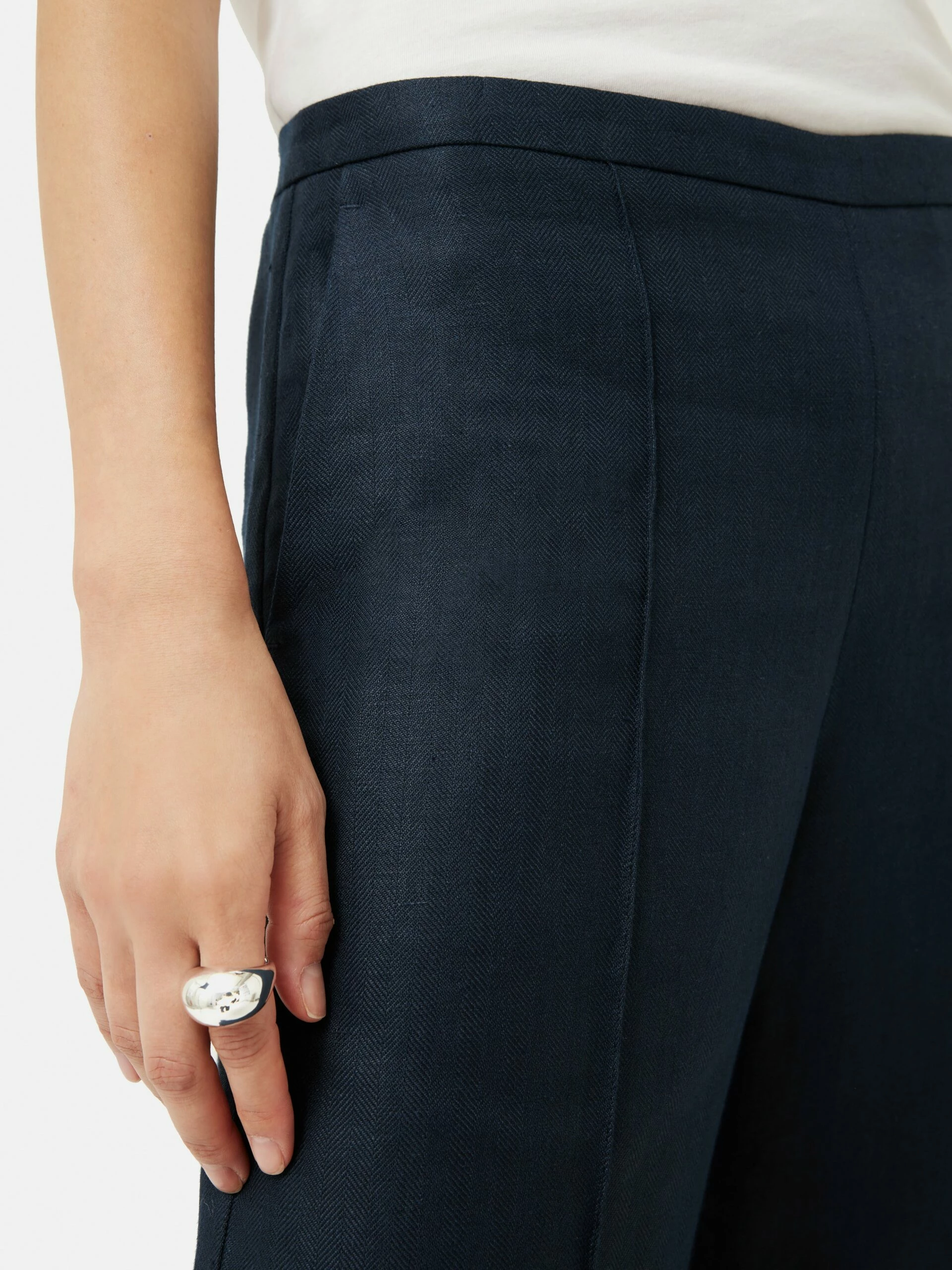 Linen Herringbone Palazzo | Navy 4 Linen Herringbone Palazzo | Navy - Image 4