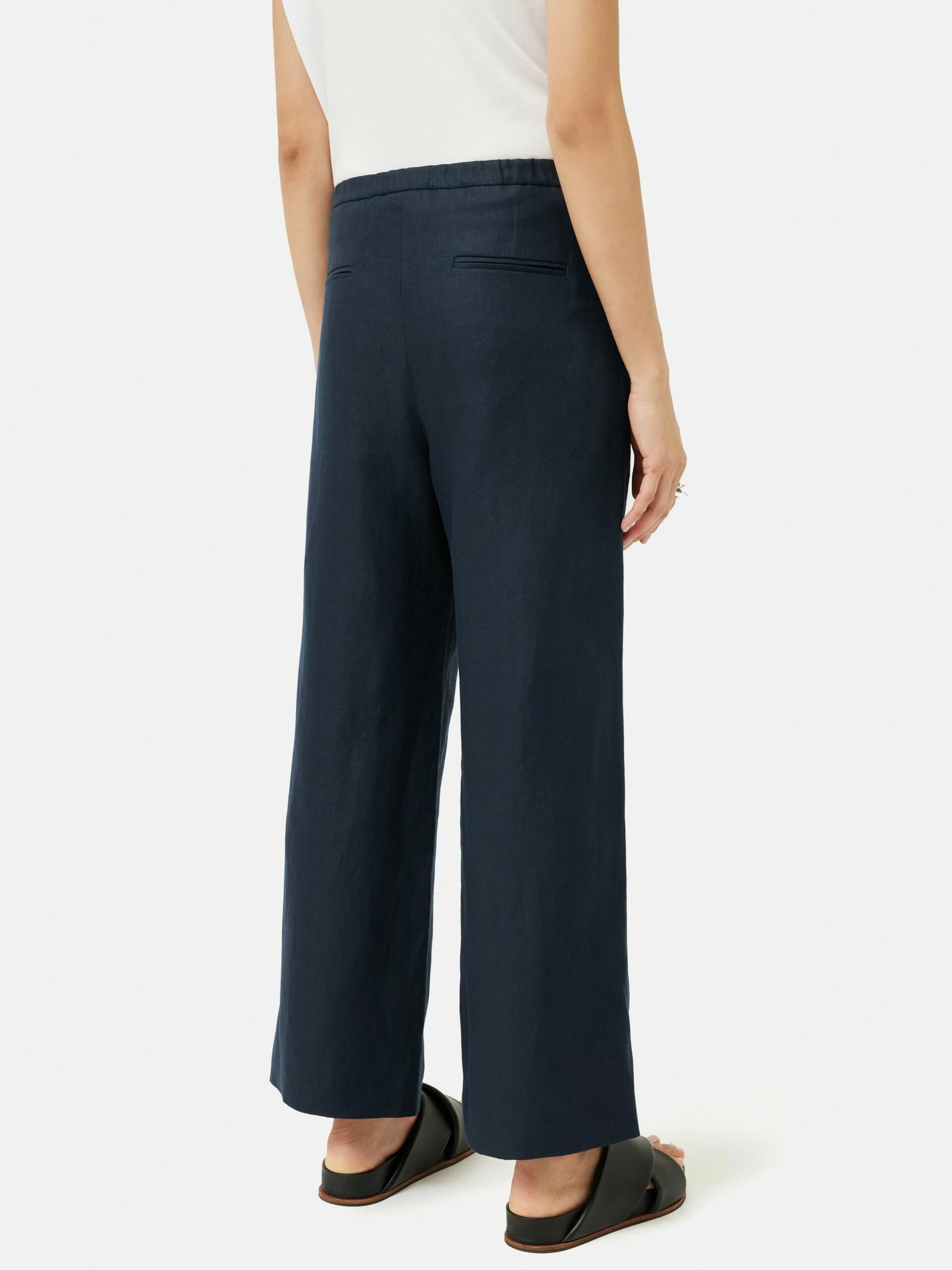 Linen Herringbone Palazzo | Navy 5 Linen Herringbone Palazzo | Navy - Image 5