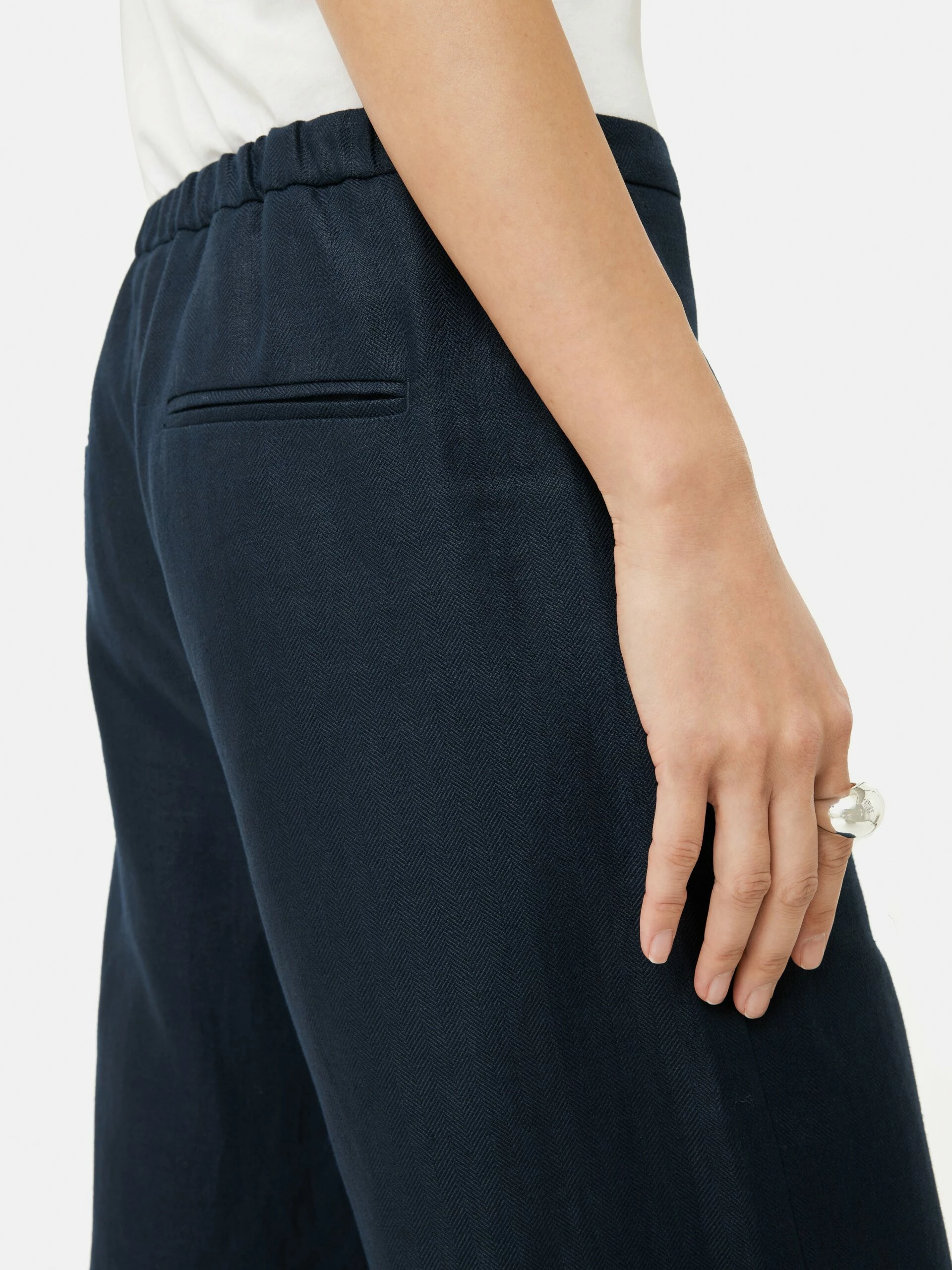 Linen Herringbone Palazzo | Navy 7 Linen Herringbone Palazzo | Navy - Image 7