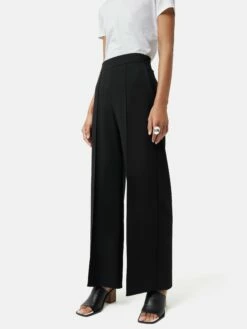 Modern Crepe Sailor Trouser | Black