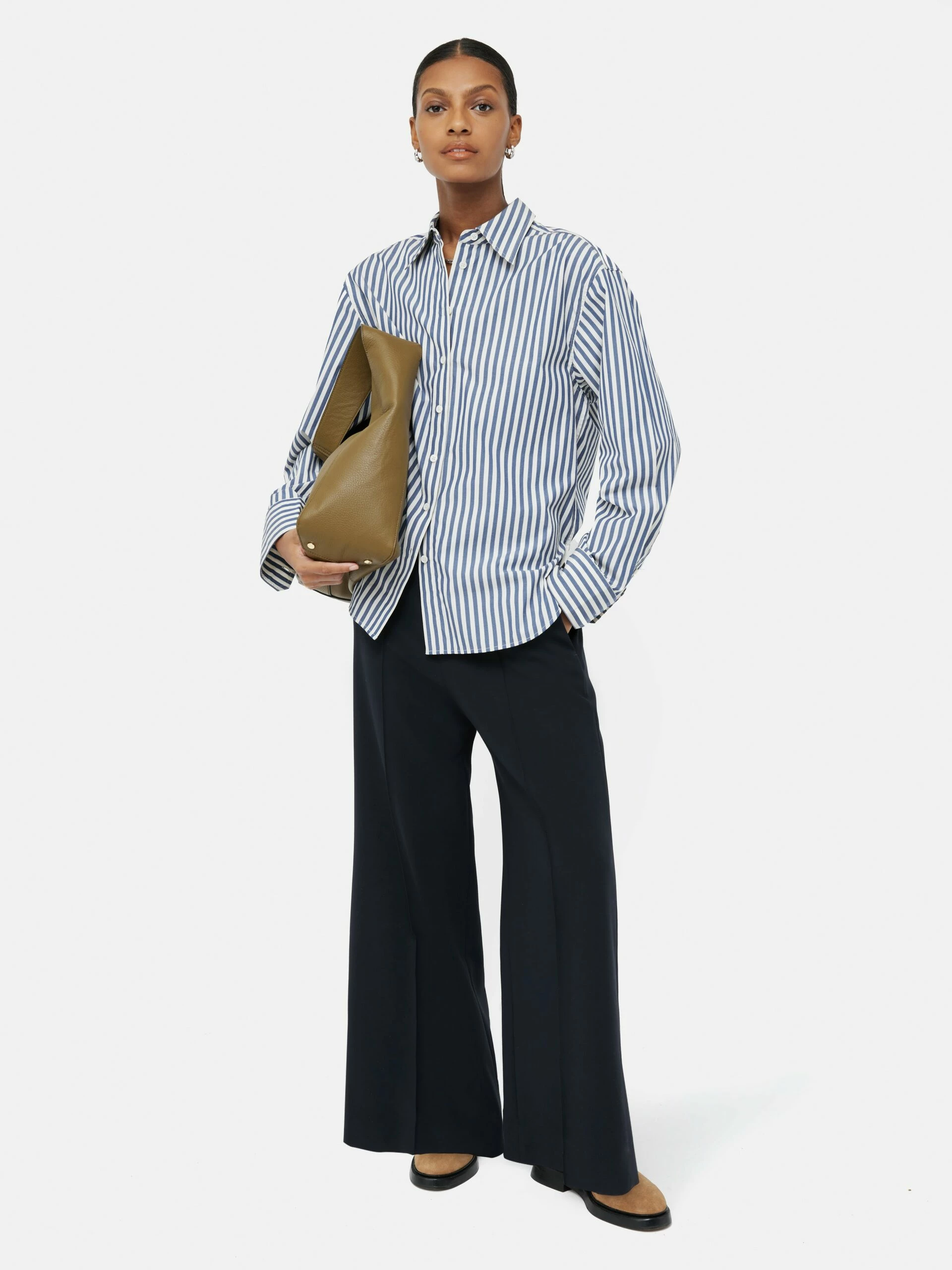 Modern Crepe Sailor Trouser | Navy 2 Modern Crepe Sailor Trouser | Navy - Image 2