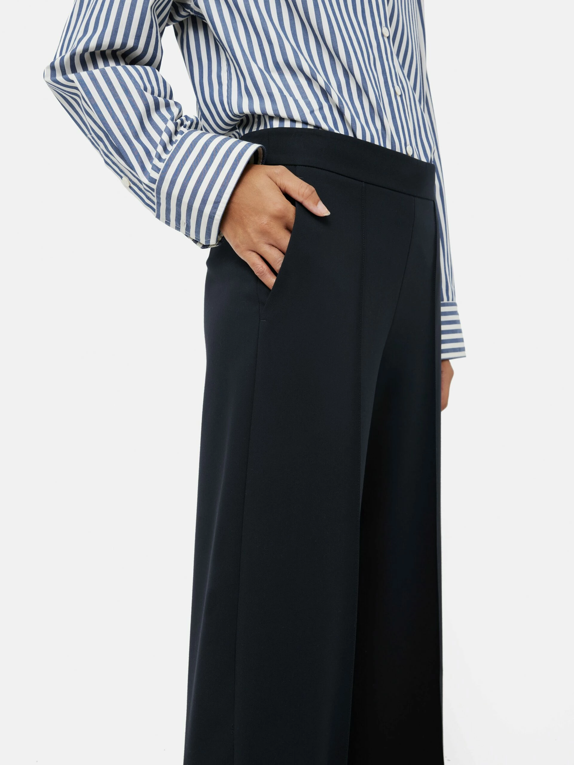 Modern Crepe Sailor Trouser | Navy 4 Modern Crepe Sailor Trouser | Navy - Image 4