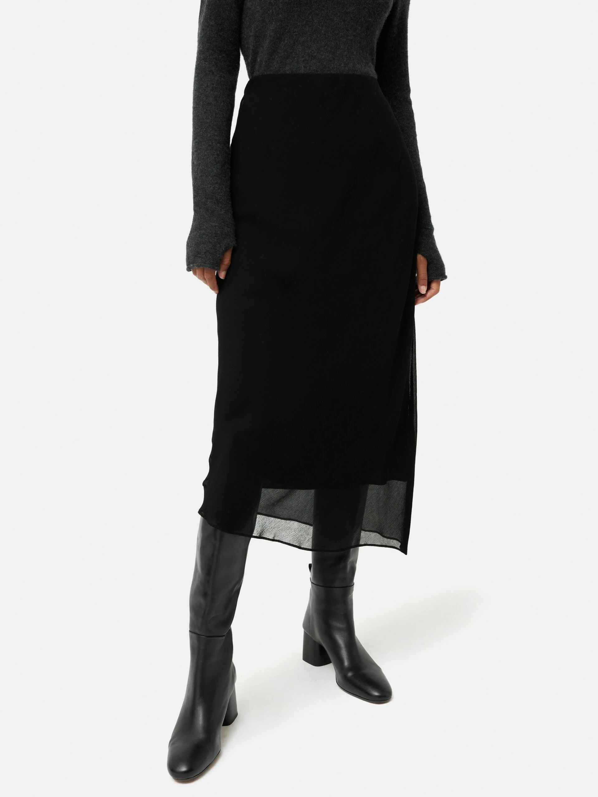 Crinkle Bias Maxi Skirt | Black 1 Crinkle Bias Maxi Skirt | Black