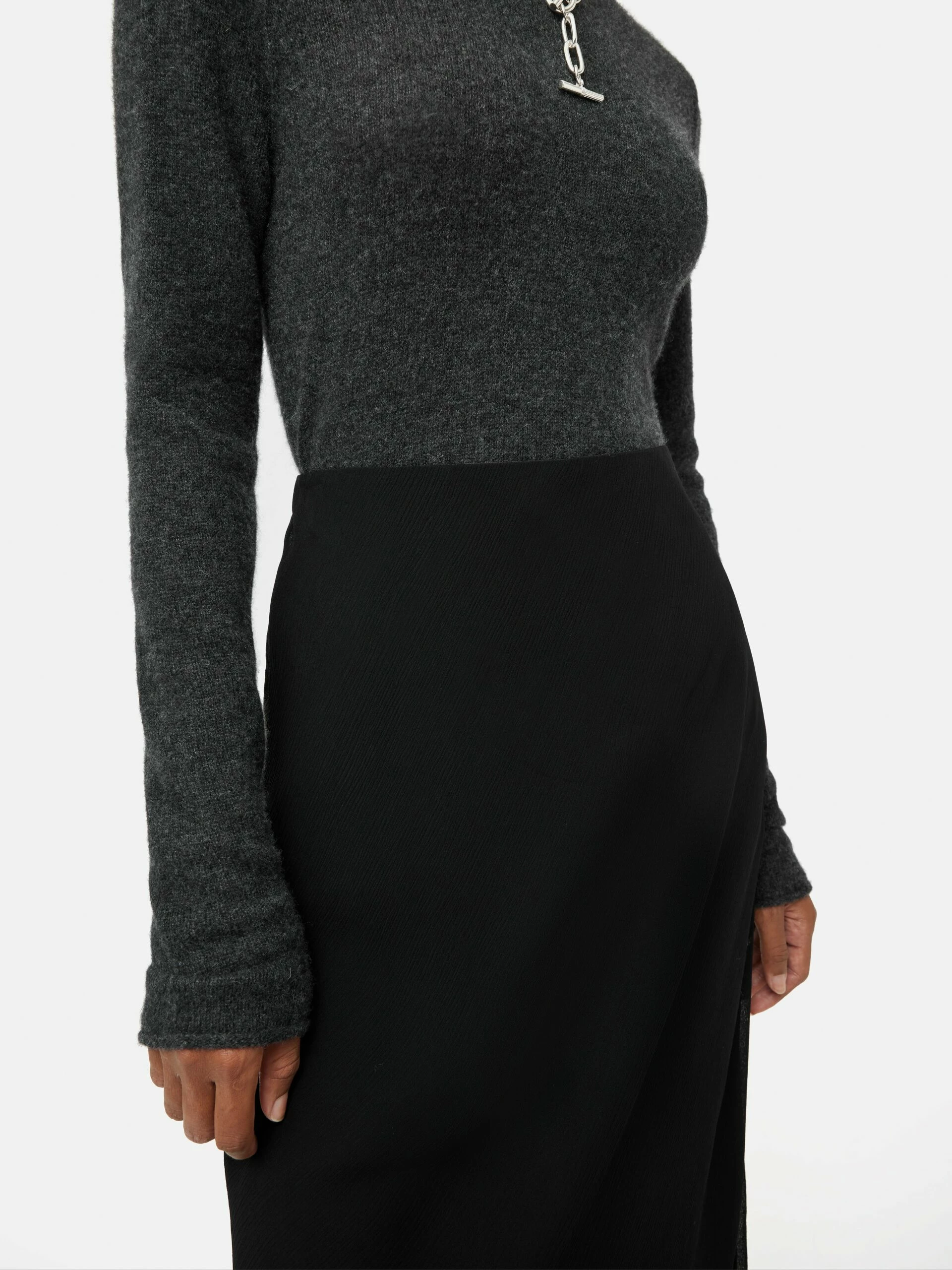 Crinkle Bias Maxi Skirt | Black 2 Crinkle Bias Maxi Skirt | Black - Image 2