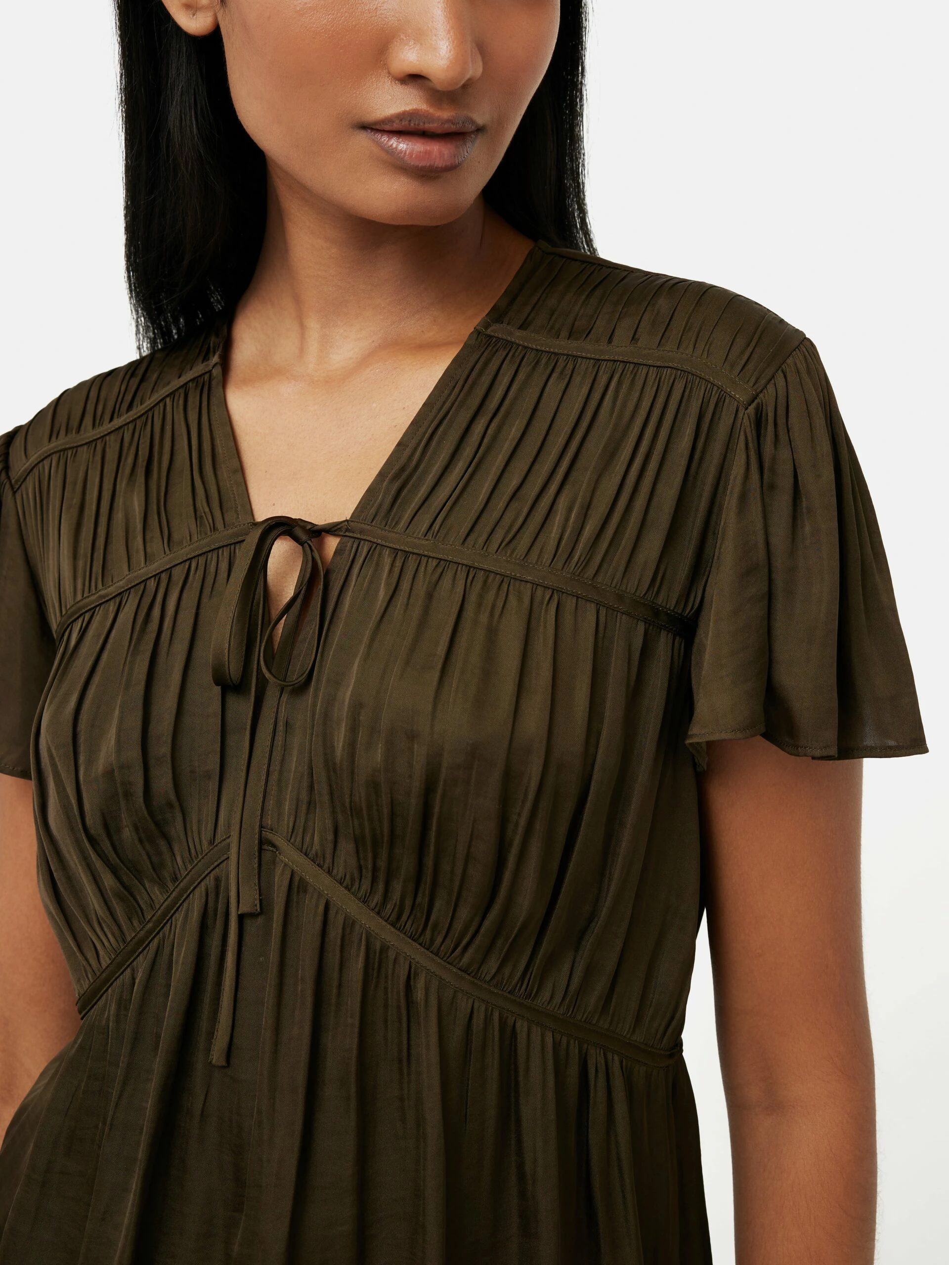 Recycled Satin Drape Top | Khaki 2 Recycled Satin Drape Top | Khaki - Image 2