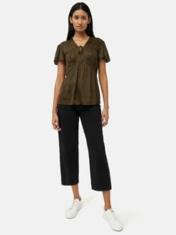 Recycled Satin Drape Top | Khaki 8 Recycled Satin Drape Top | Khaki -Jigsaw Shop J46865 GN020 2